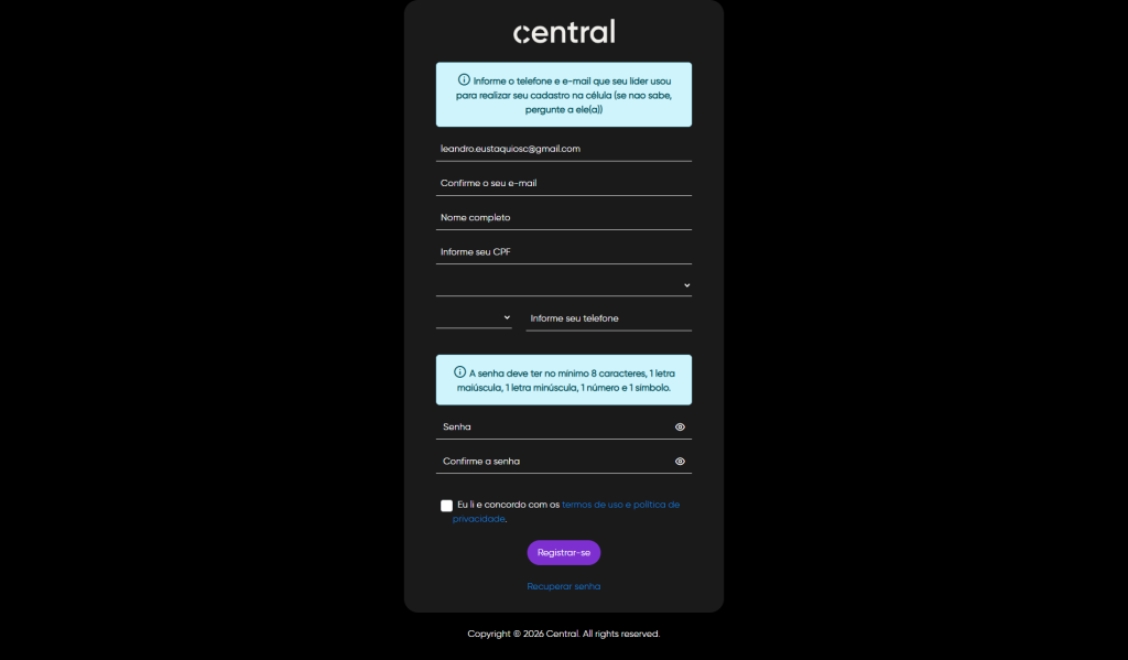 Login - usuário não cadastrado