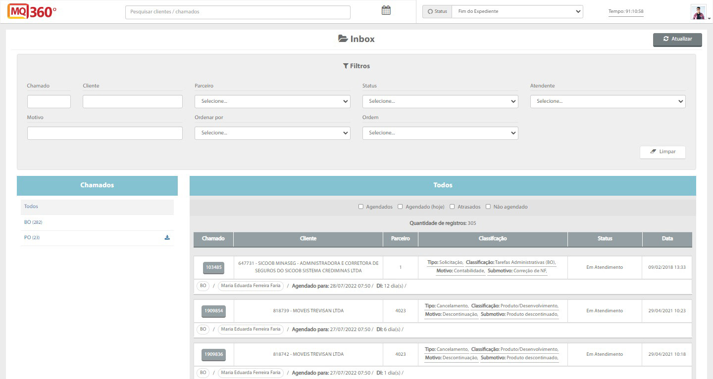 Capa do projeto MQ360 – CRM de atendimento.